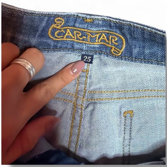 CAR-MAR Blue Distressed Jean Shorts Size 25 - Picture 2 of 3